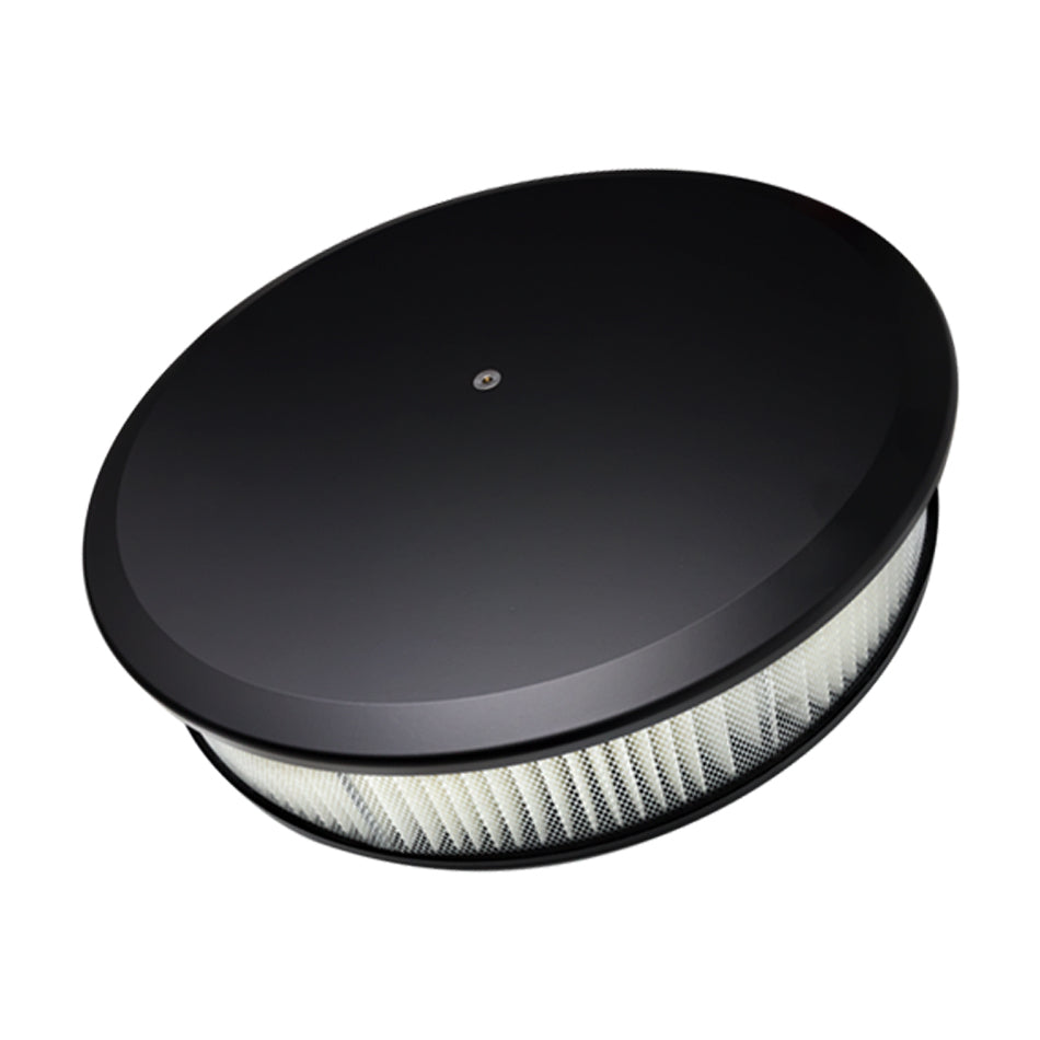 Air Cleaner 14in Round Plain Black Air Cleaner Assemblies and Air Intake Kits Billet Specialties