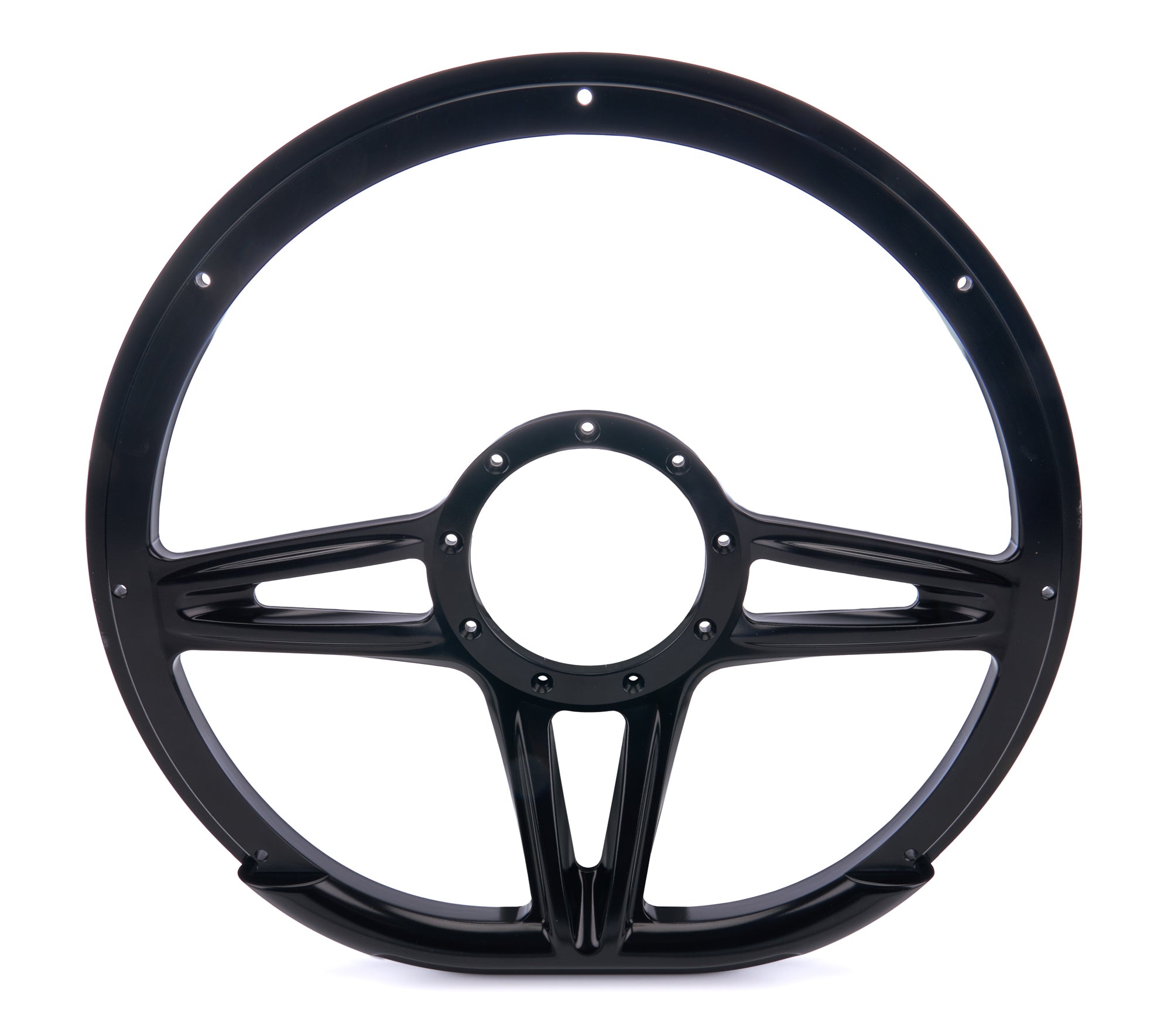 Steering Wheel 14in D-Shape Victory Black Steering Wheels and Components Billet Specialties