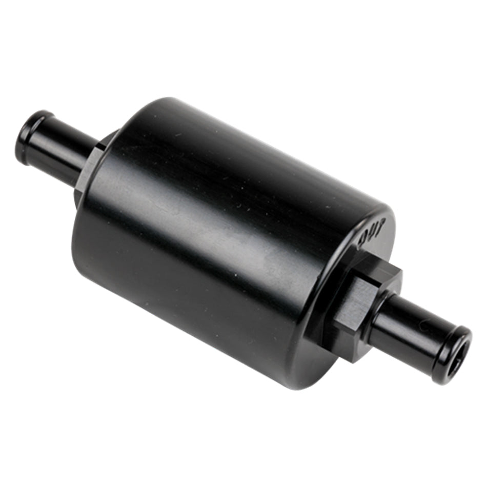 In Line Fuel Filter 3/8 in Barbed Black Fuel Filters and Components Billet Specialties