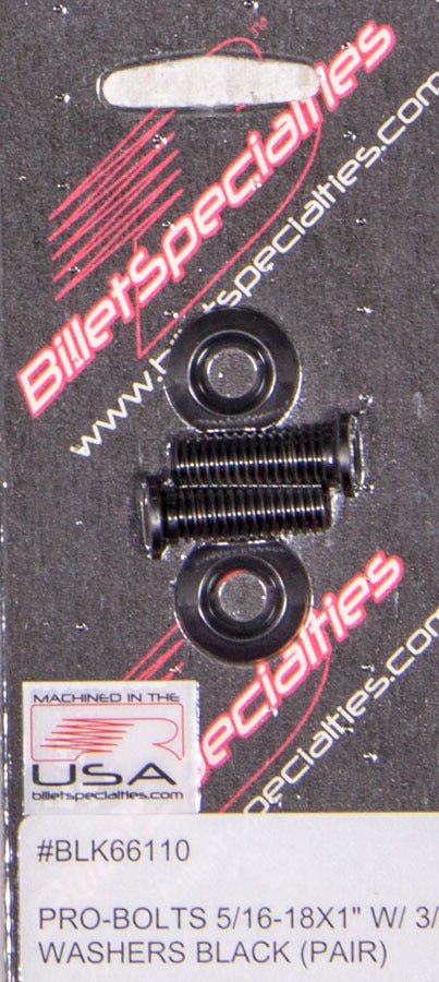 5/16-18 X 1in SS Bolts Black Pair Body Fastener Kits Billet Specialties