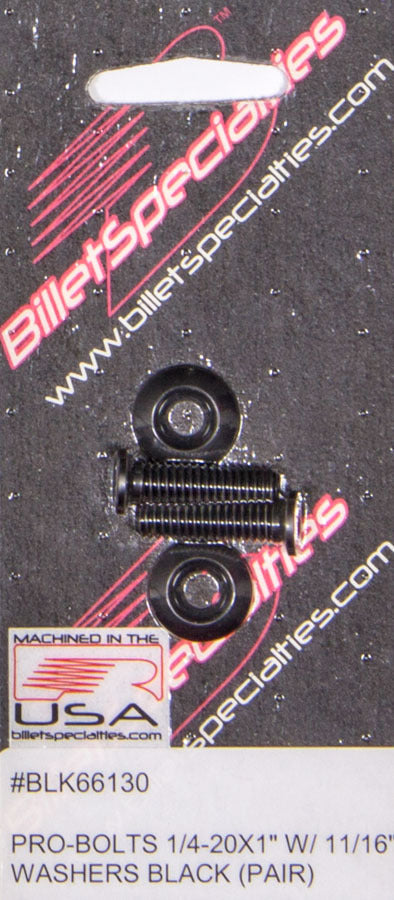1/4-20 x 1in SS Bolts Black Pair Body Fastener Kits Billet Specialties
