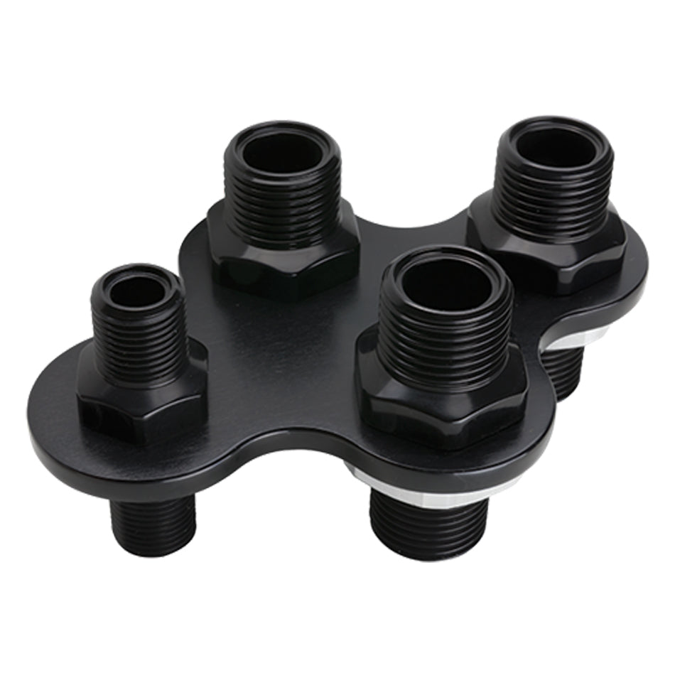 A/C & Heat Bulkhead 4-Port Black AN-NPT Fittings and Components Billet Specialties