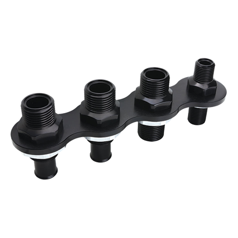 A/C & Heat Bulkhead Inli ne Push On 4-Port Black AN-NPT Fittings and Components Billet Specialties