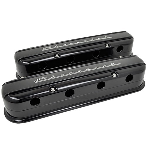 LS Chevrolet Script Valv e Covers Black Valve Covers Billet Specialties