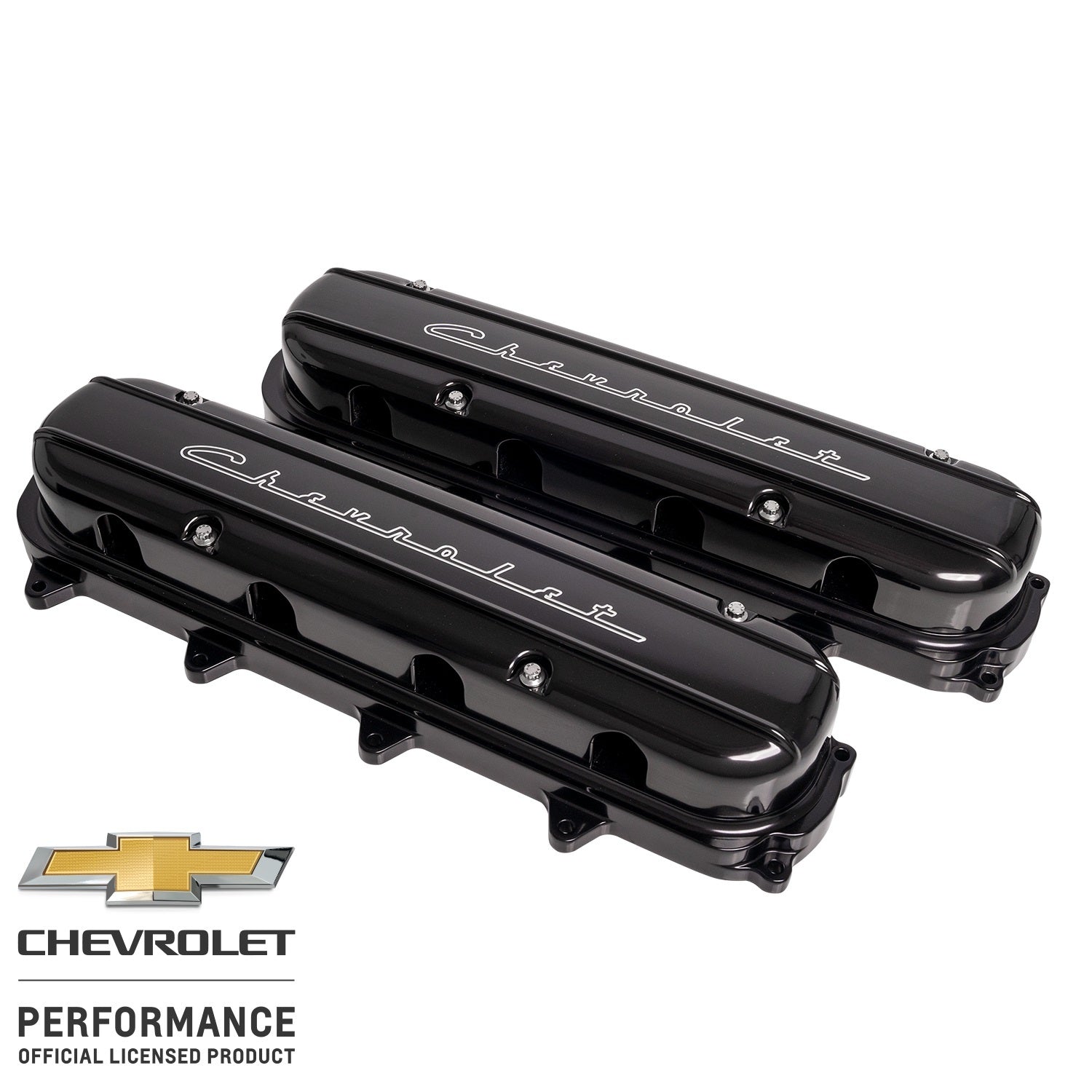 Valve Covers Gen V LT Chevrolet Script Black Valve Covers Billet Specialties