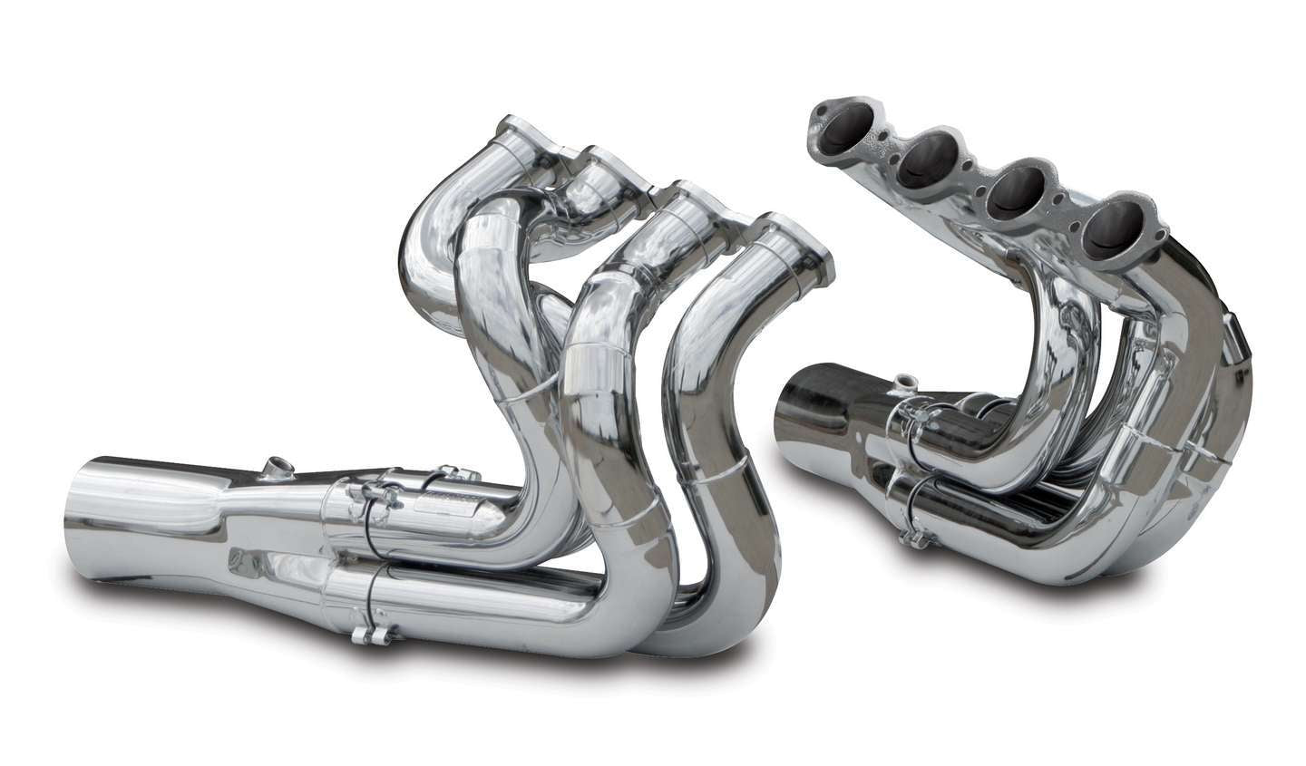 BBC PS/Dragster Downswep Chrome w/Collector Exhaust, Mufflers & Tips Dynatech Headers
