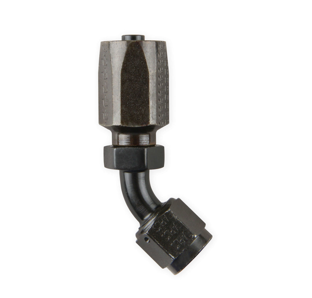 6an 45-Deg Steel Hose End - Black Chromate Hose Ends Earl's Performance