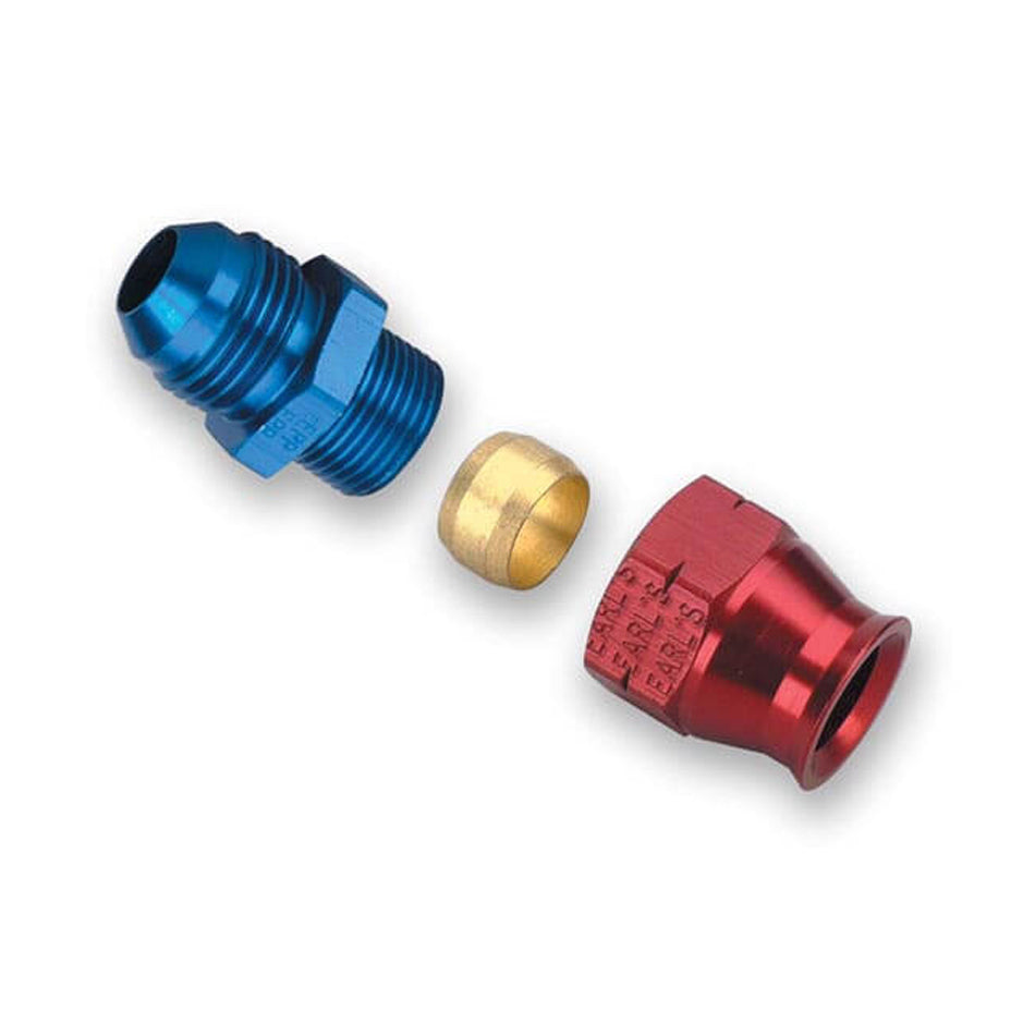 6an Male to 1/4in Alum Tubing Adapter AN-NPT Fittings and Components Earl's Performance