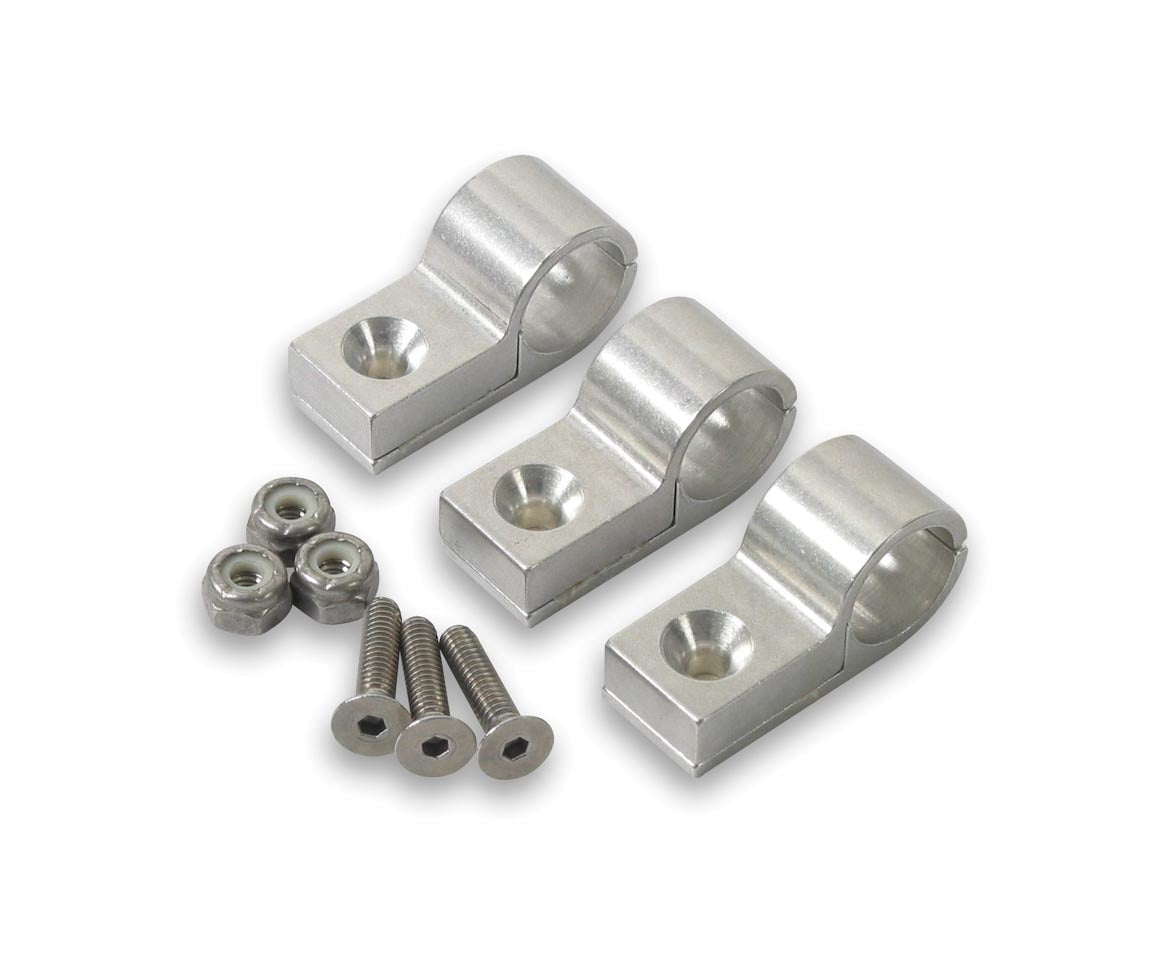 5/16in Polished Alum Line Clamps (6pk) Hose Support Brackets Earl's Performance