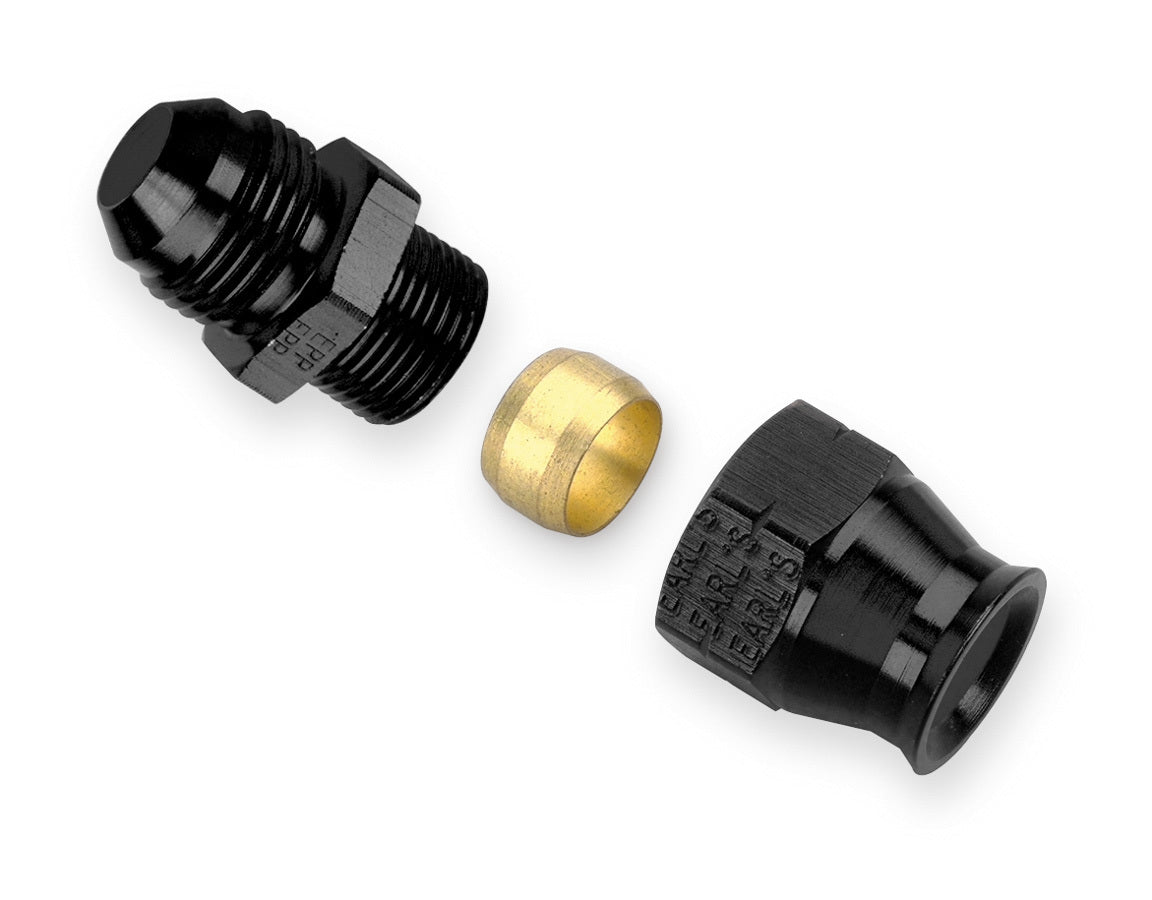 #6 Male to 3/8in Alum Tubing Adapter Black AN-NPT Fittings and Components Earl's Performance