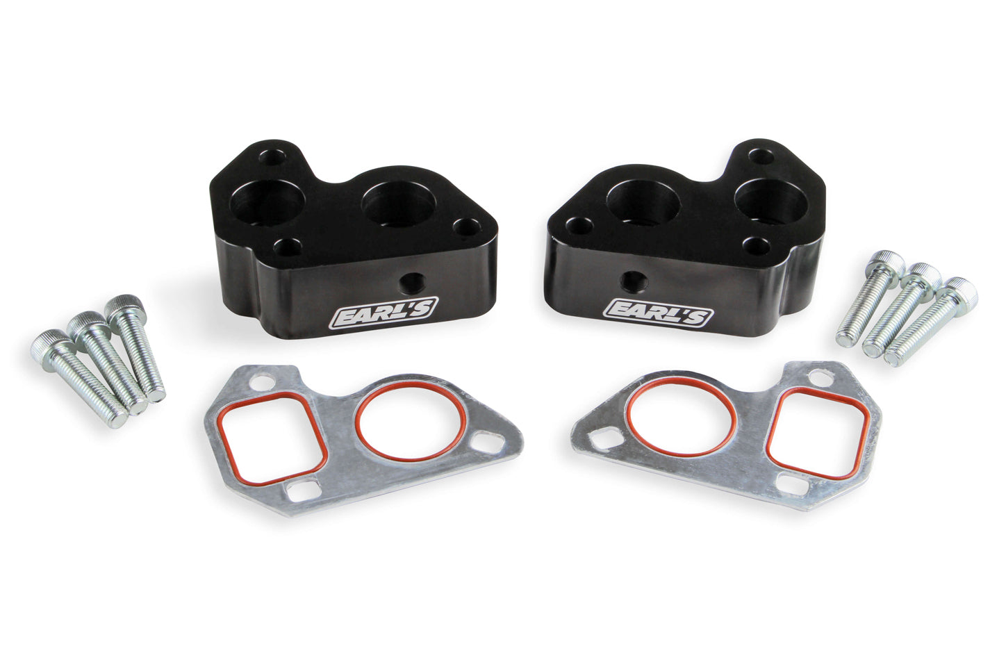 GM LS Remote Water Pump Adapters (2pk) Black Water Pump Block Off Plates - Adapters Earl's Performance