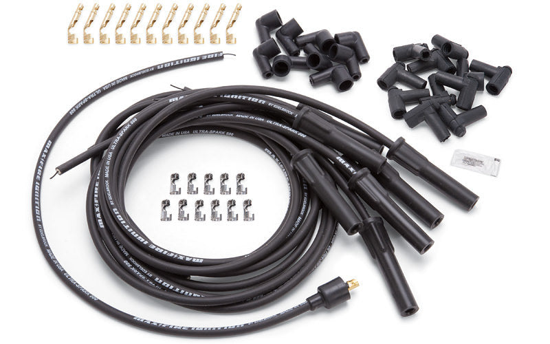 Max Fire Plug Wire Set w/Str Flex Boots Black Spark Plug Wires Edelbrock