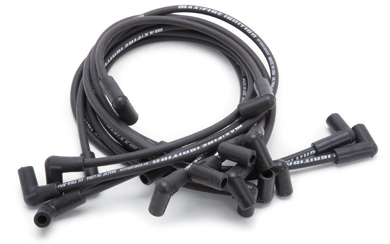 Max Fire Plug Wire Set SBC w/HEI 90 Deg Black Spark Plug Wires Edelbrock