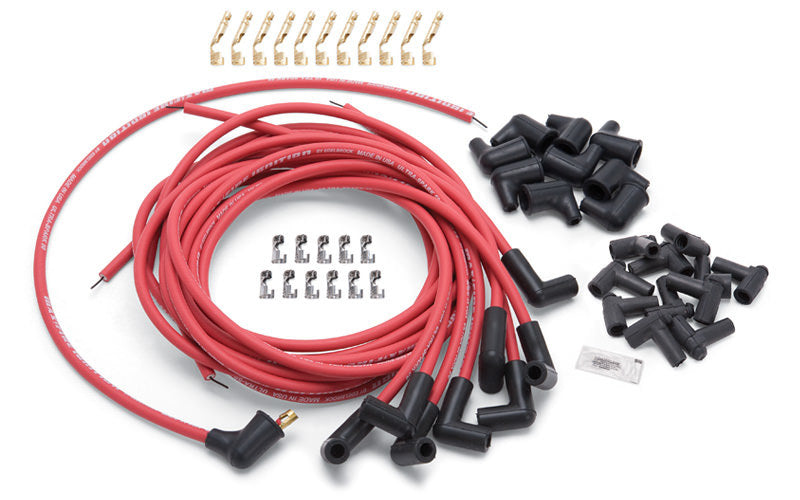Max Fire Plug Wire Set w/HEI 90 Degree Red Spark Plug Wires Edelbrock