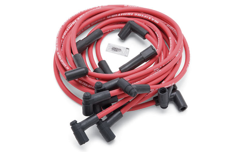 Max Fire Plug Wire Set SBC w/HEI 90 Degree Red Spark Plug Wires Edelbrock