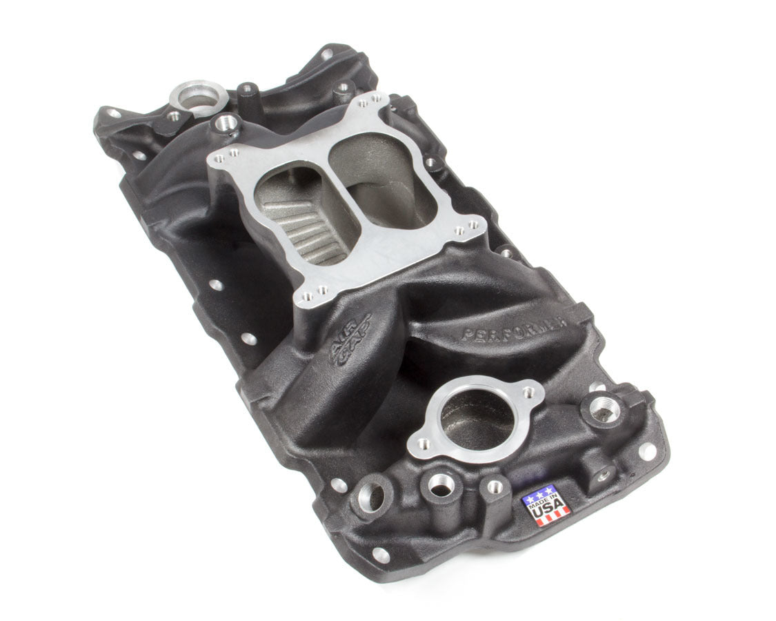 SBC Performer Air Gap Manifold - 262-400 Black Intake Manifolds Edelbrock