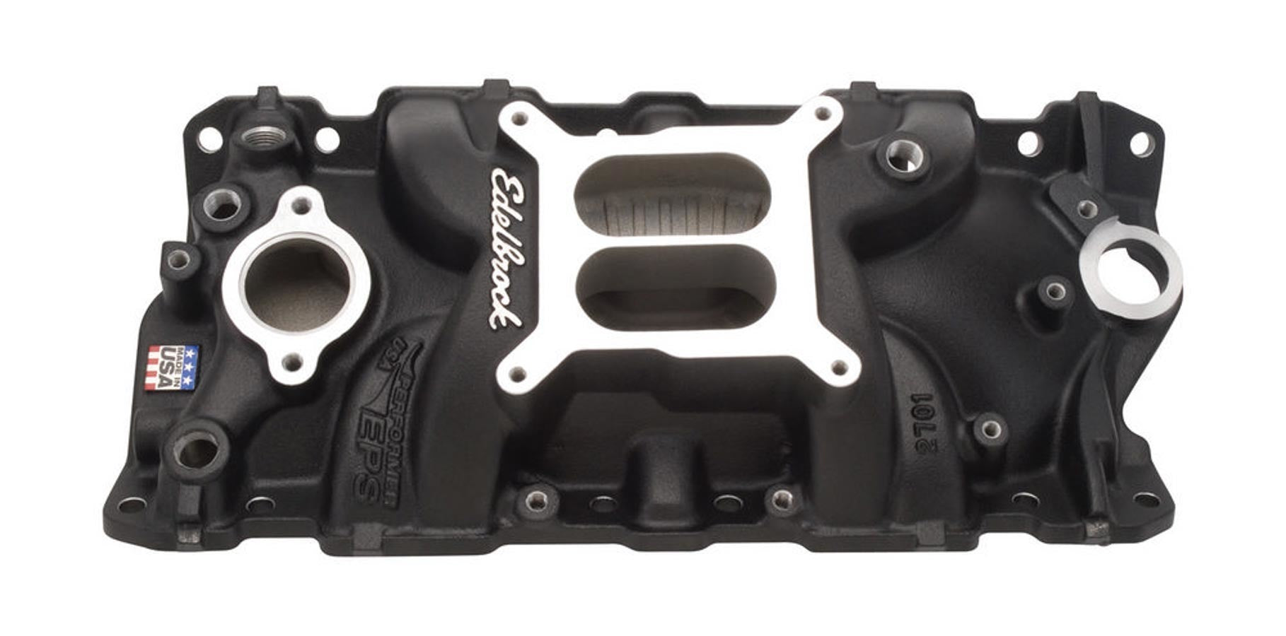 SBC Performer EPS Manifold - Black Intake Manifolds Edelbrock