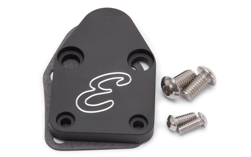 SBC Fuel Pump Block-Off Plate Billet Aluminum Fuel Pump Block-Off Plates Edelbrock