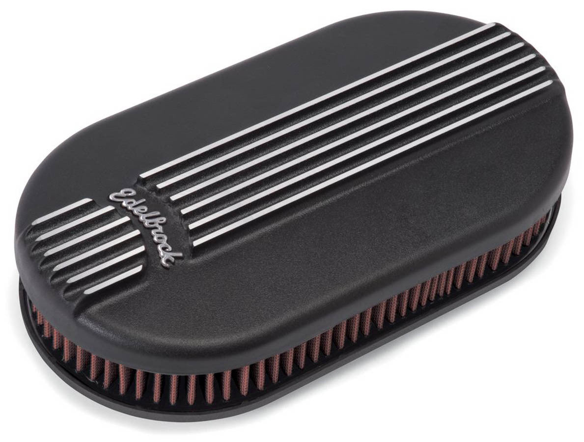 Billet Alum. Single Carb A/C - Small Oval- Black Air Cleaner Assemblies and Air Intake Kits Edelbrock