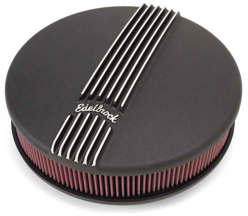 Billet Alum. Single Carb A/C - Small Round- Black Air Cleaner Assemblies and Air Intake Kits Edelbrock