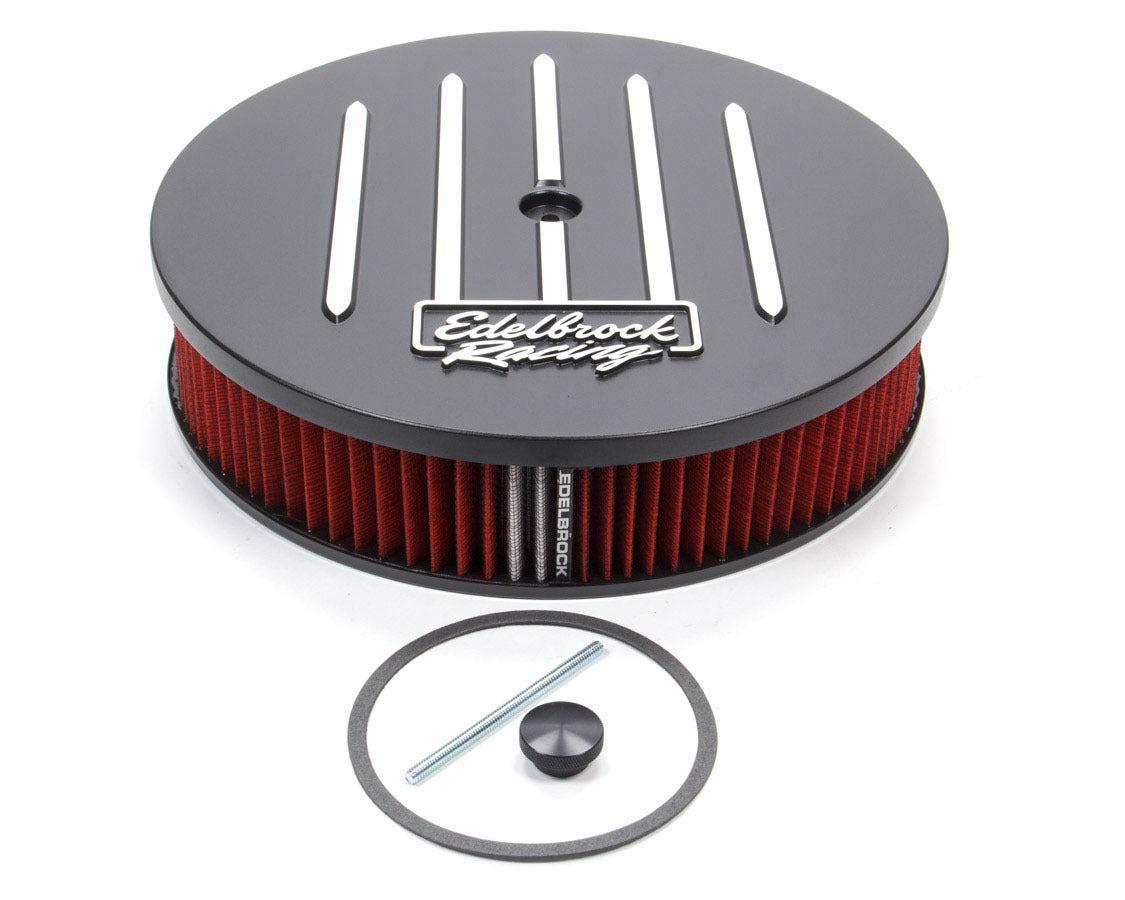 Air Cleaner Kit Race Series 14in x 3in Black Air Cleaner Assemblies and Air Intake Kits Edelbrock