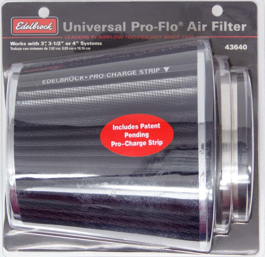 Pro-Flo Air Filter Cone 6.70 Tall Black/Chrome Air Filter Elements Edelbrock