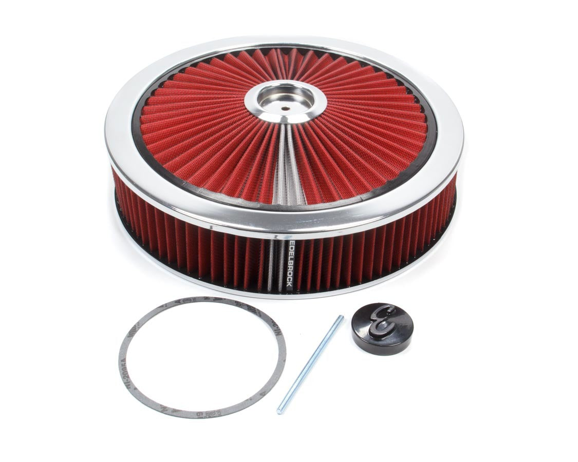 Air Cleaner Kit - 14in Dia. Breathable - Red Air Cleaner Assemblies and Air Intake Kits Edelbrock