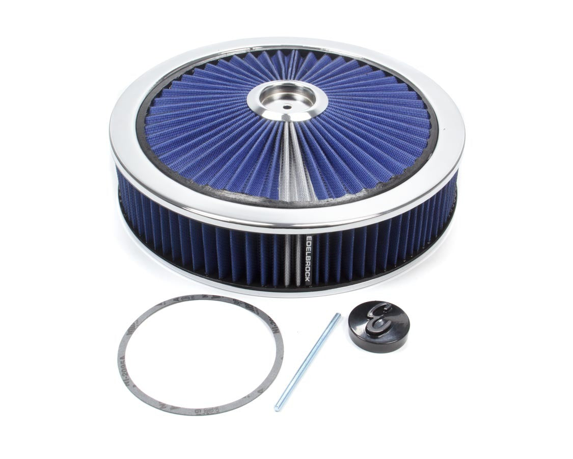 Air Cleaner Kit - 14in Dia. Breathable - Blue Air Cleaner Assemblies and Air Intake Kits Edelbrock