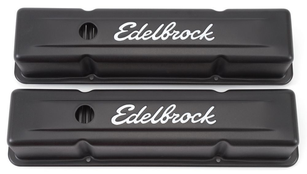 Valve Cover Kit SBC Signature Series Black Valve Covers Edelbrock