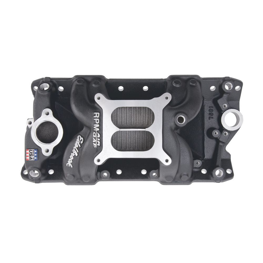 SBC Performer RPM A/G Manifold - Black Finish Intake Manifolds Edelbrock