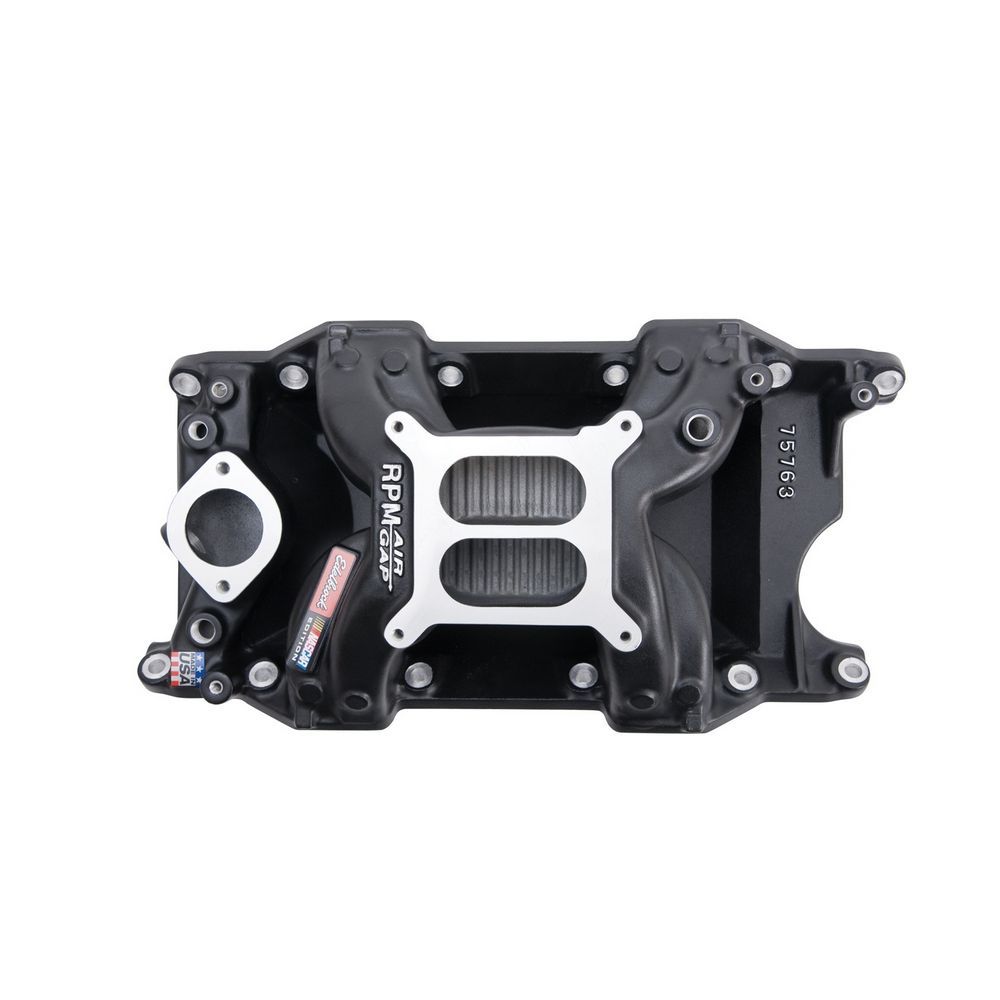 SBM Performer RPM A/G Manifold - Black Finish Intake Manifolds Edelbrock