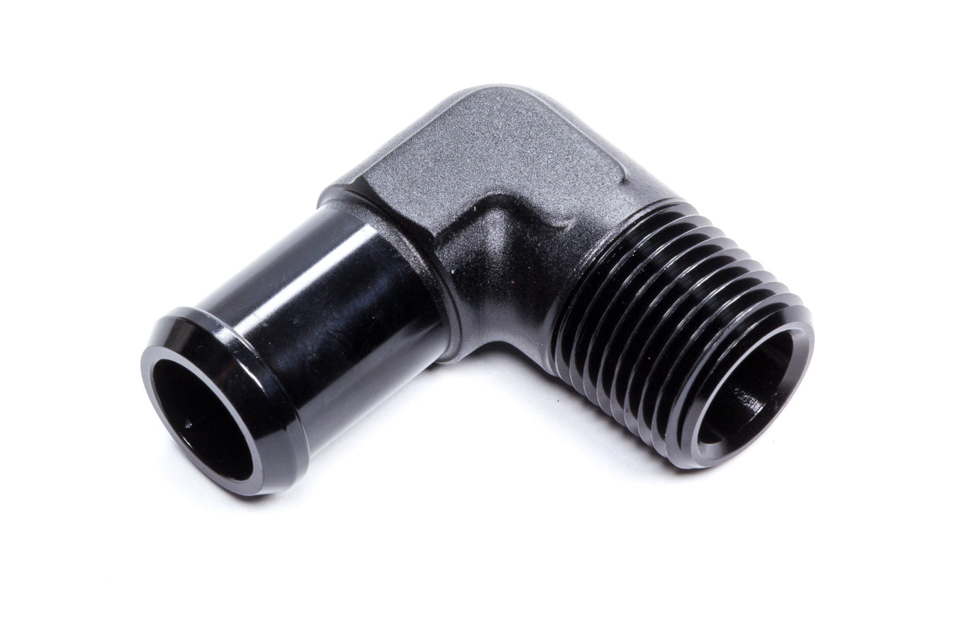 Hose End 90-deg 1/2npt to 3/4 Barb Black Hose Ends Edelbrock