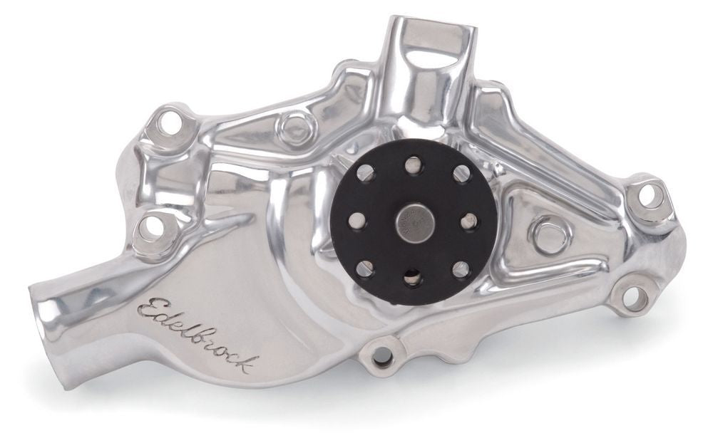 SBC Water Pump - Short Polished Water Pumps - Mechanical Edelbrock