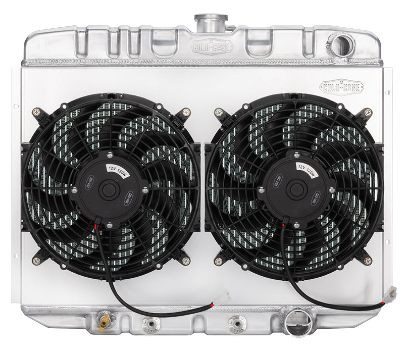 67-70 Mustang SB 24 Inch Aluminum Performance Radiator And Dual 12 Inch Fan Kit AT Cold Case Radiators Radiator Kit COLD-CASE Radiators
