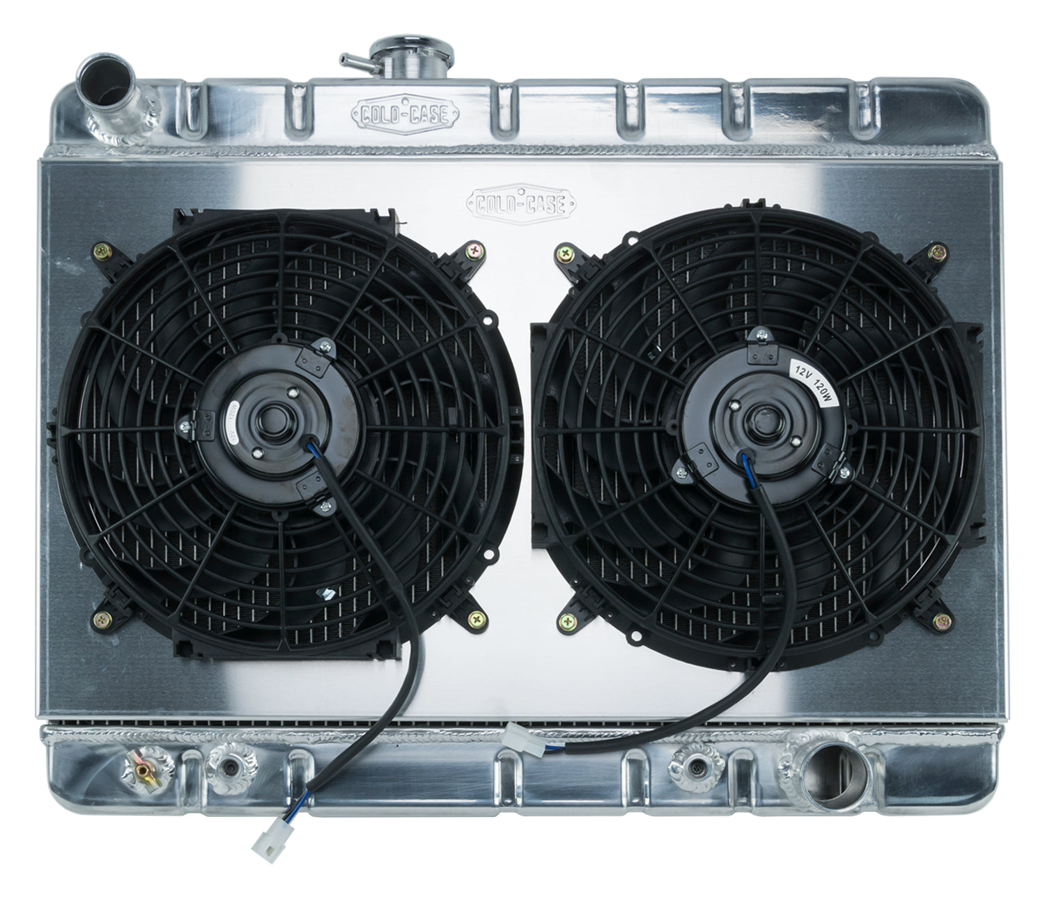 66-67 GTO Aluminum Radiator And 12 Inch Dual Fan Kit W/O AC AT Cold Case Radiators Radiator Kit COLD-CASE Radiators