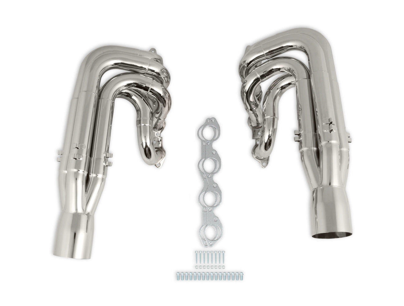 BBC Dragster Headers Downswept 3-Step Chrome Exhaust, Mufflers & Tips Hooker
