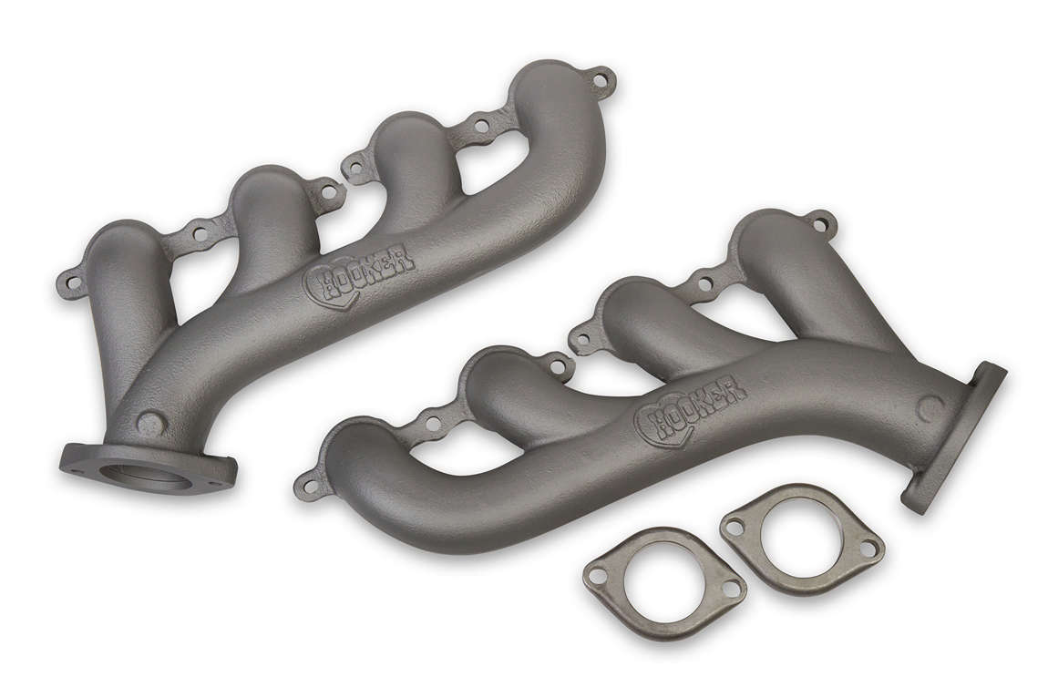 GM LS Cast Iron Exhaust Manifolds Gray Finish Exhaust, Mufflers & Tips Hooker