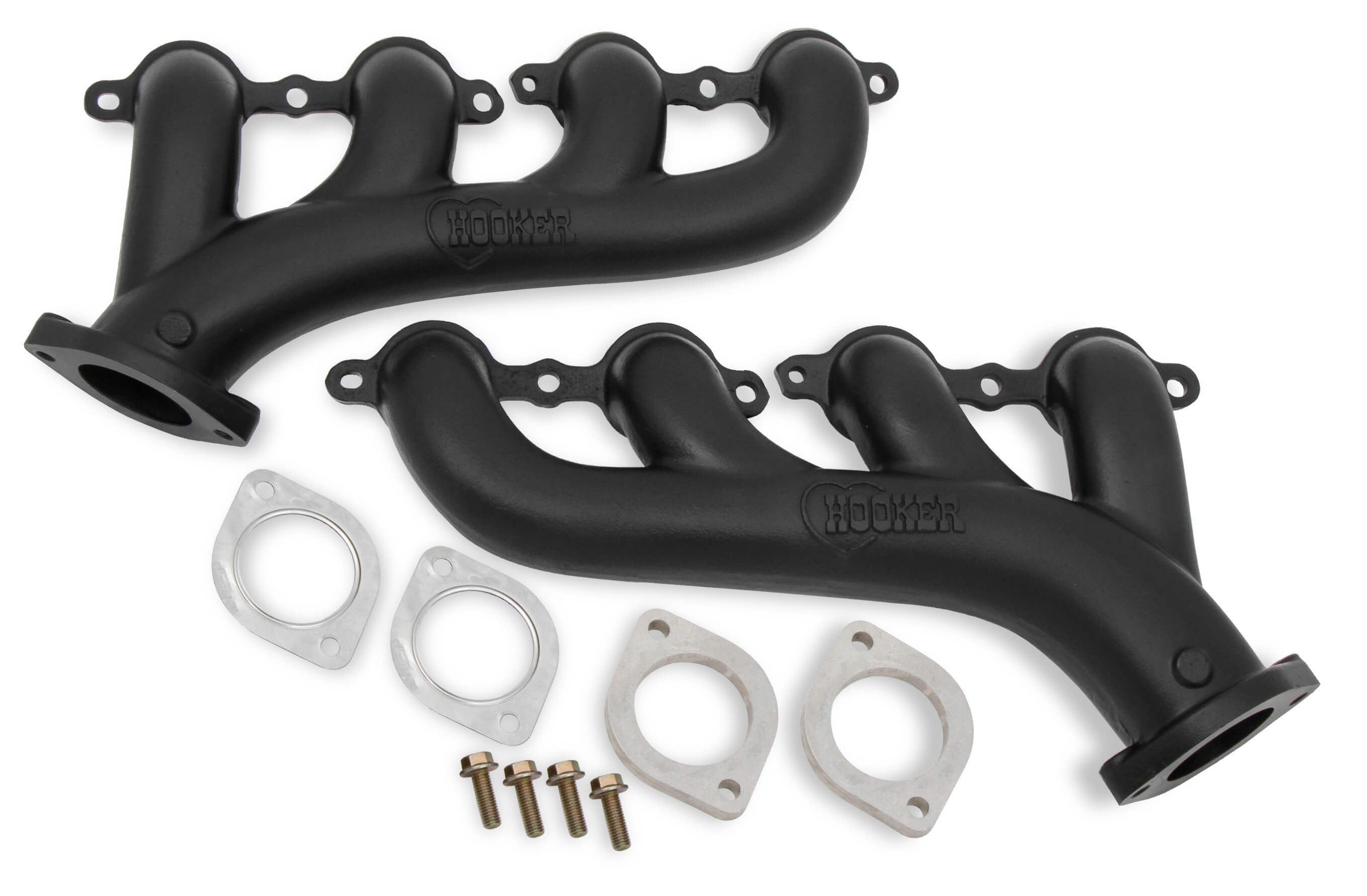 GM LS Cast Iron Exhaust Manifolds w/2.5in Outlet Exhaust, Mufflers & Tips Hooker
