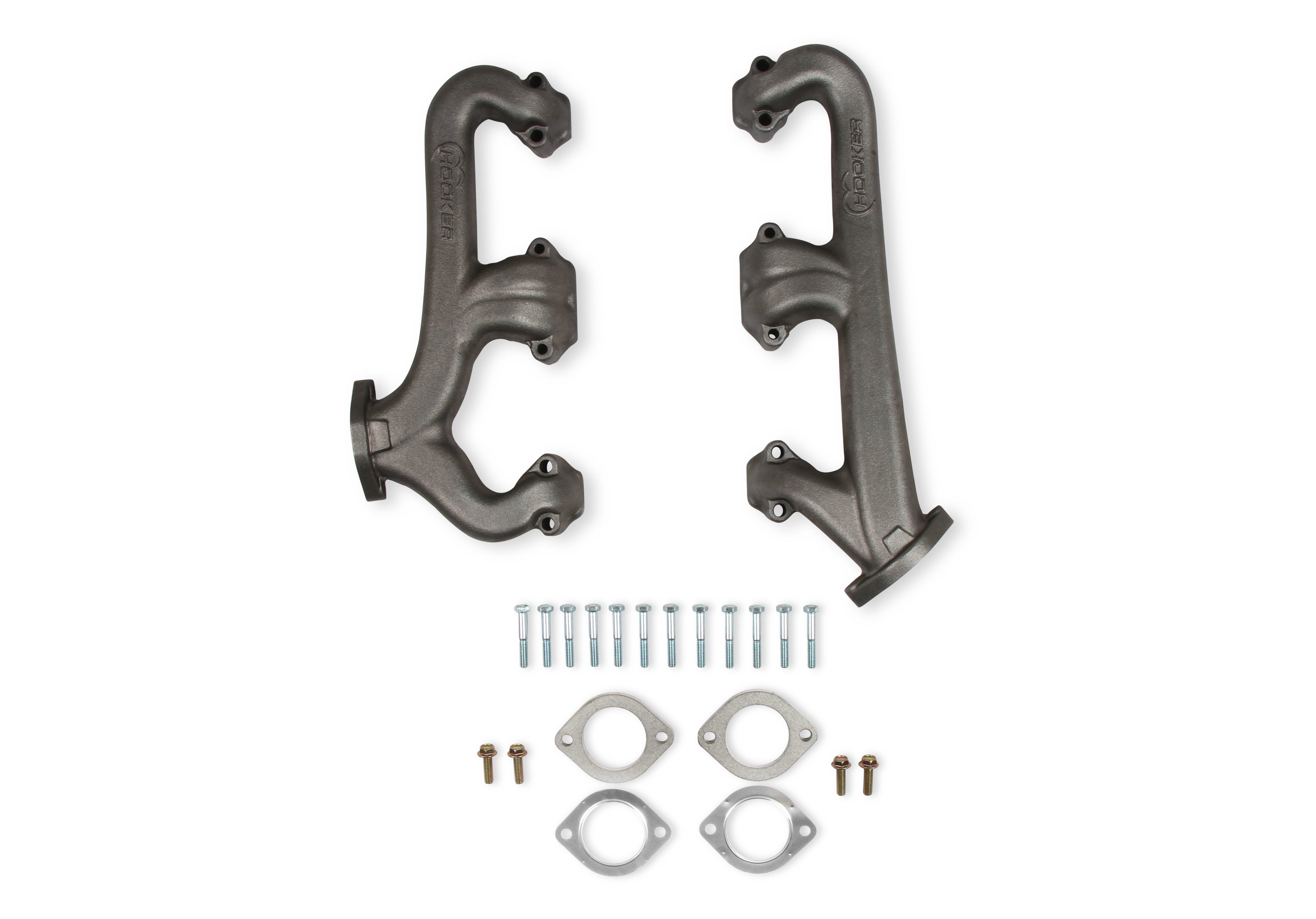 SBC Exhaust Manifold Set 2.5in Outlet Cast Iron Exhaust, Mufflers & Tips Hooker
