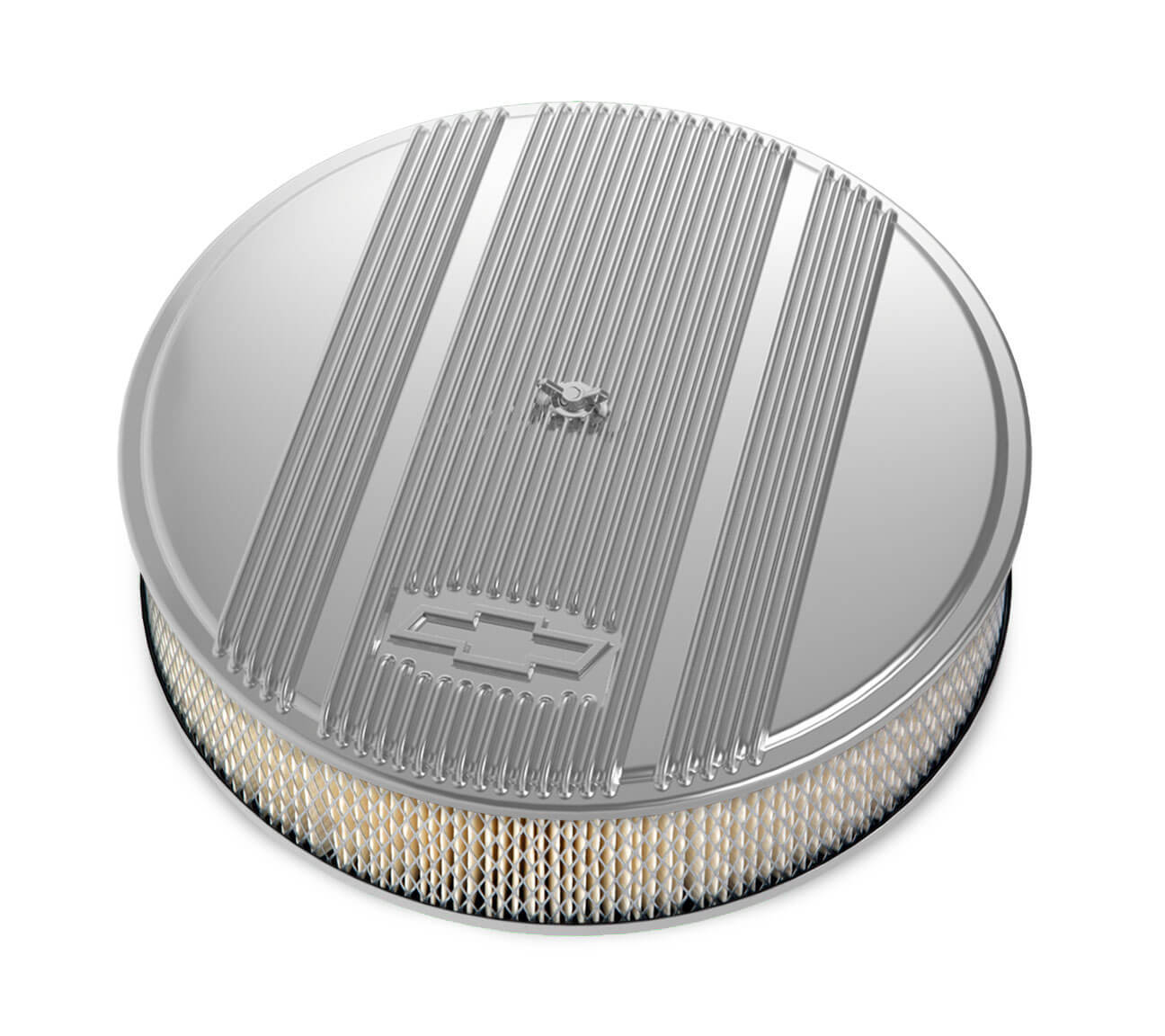 14 x 3 Air Cleaner Finned Bowtie Polished Air Cleaner Assemblies and Air Intake Kits Holley