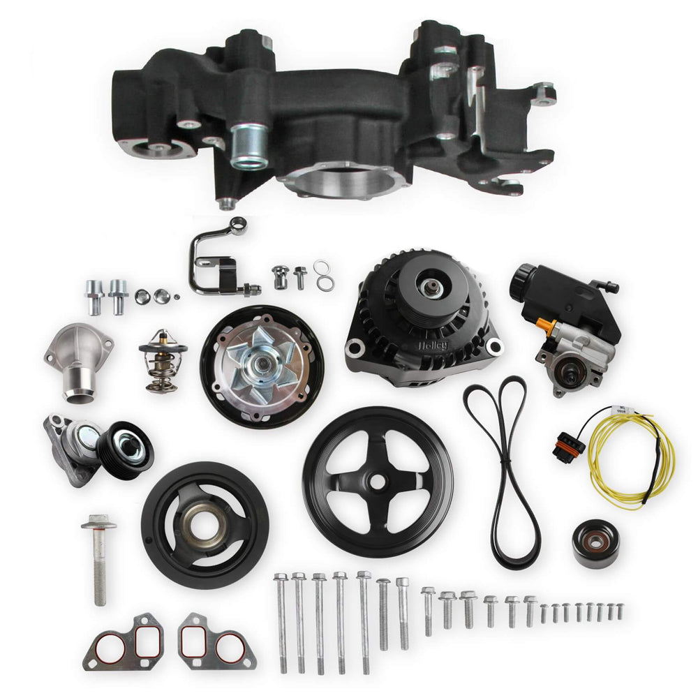 Mid Mount Accesory Sys. GM LS Engine - Black Pulley Kits Holley