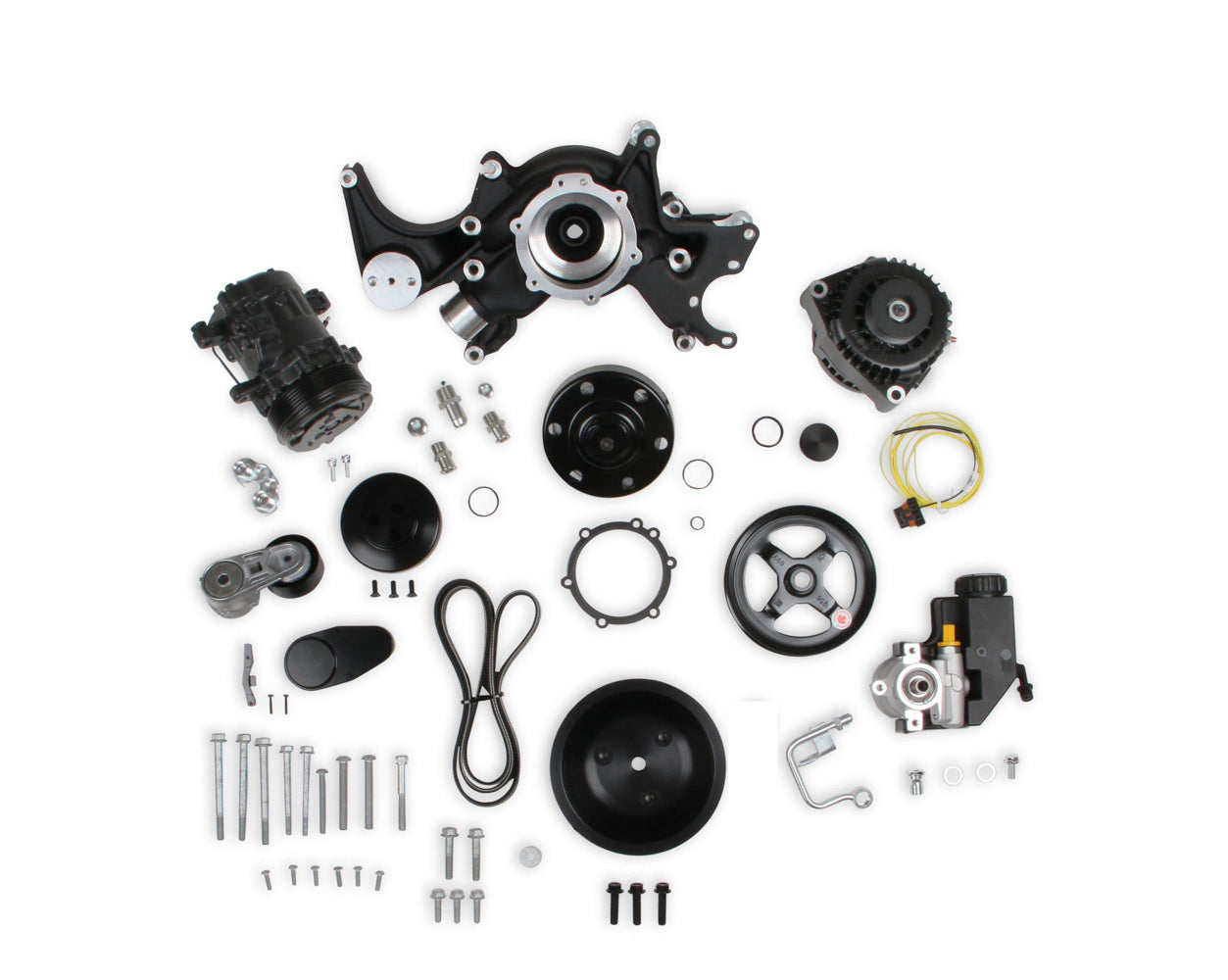 Mid-Mount Acc. Drive Sys SBC - Black Finish Pulley Kits Holley