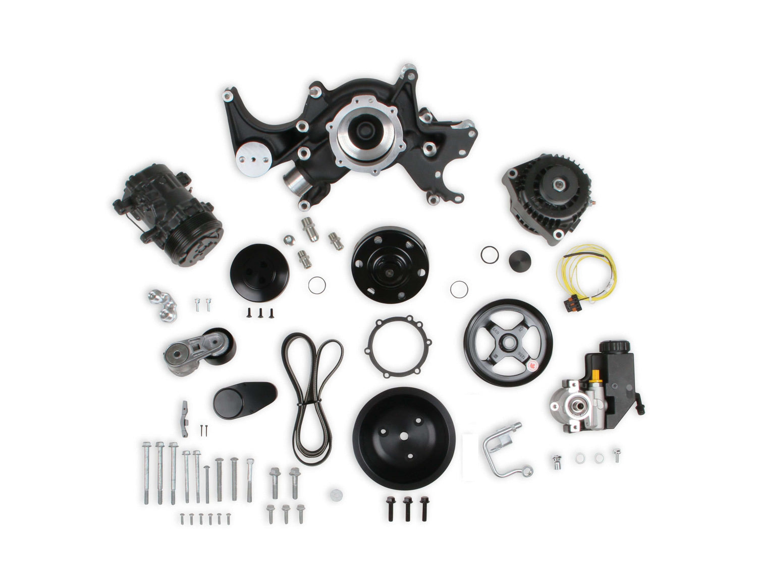 BBC Accessory Drive Sys. Mid Mount - Black Pulley Kits Holley