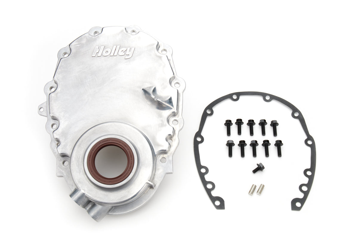 SBC Vortec Alm Timing Cover w/Crank Senspr Timing Covers Holley