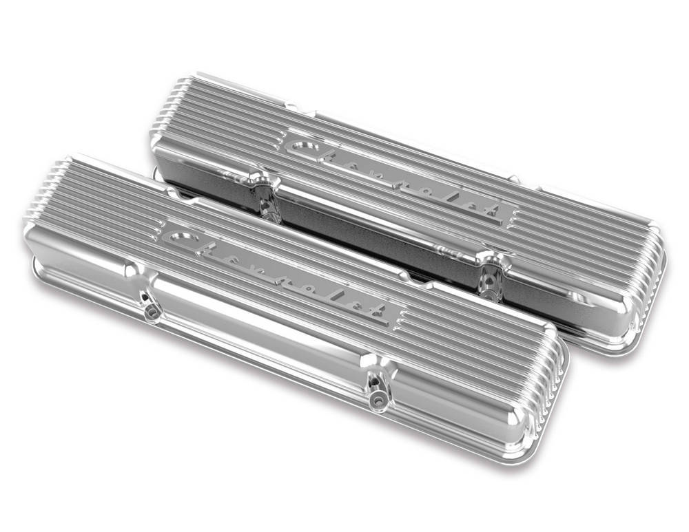 SBC Valve Covers Finned Vintage Series Polished Valve Covers Holley