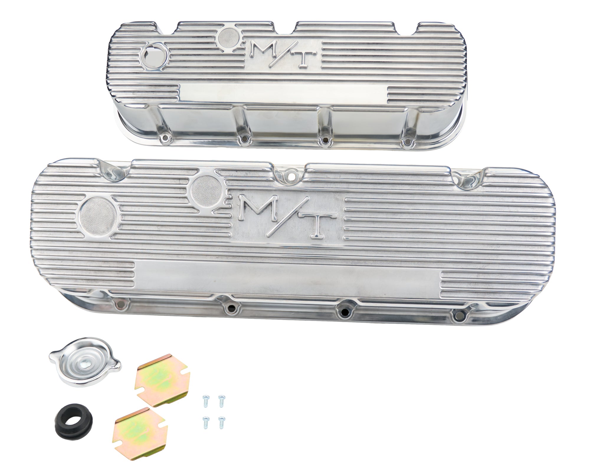 M/T Polished Valve Cover Set - BBC Tall Valve Covers Holley