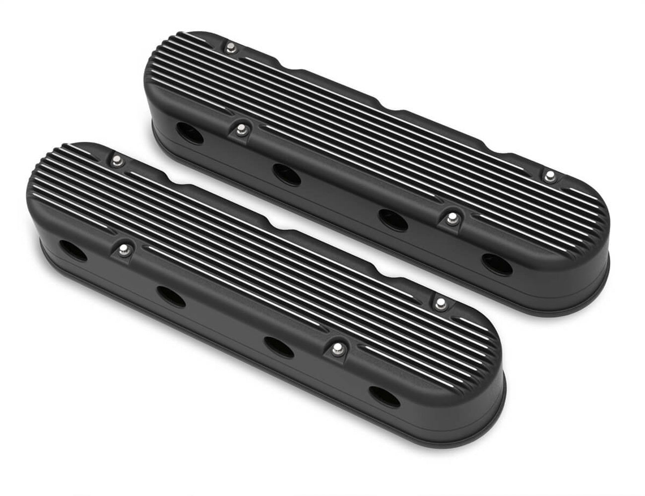 Valve Cover Set - GM LS 2-Piece Design - Black Valve Covers Holley