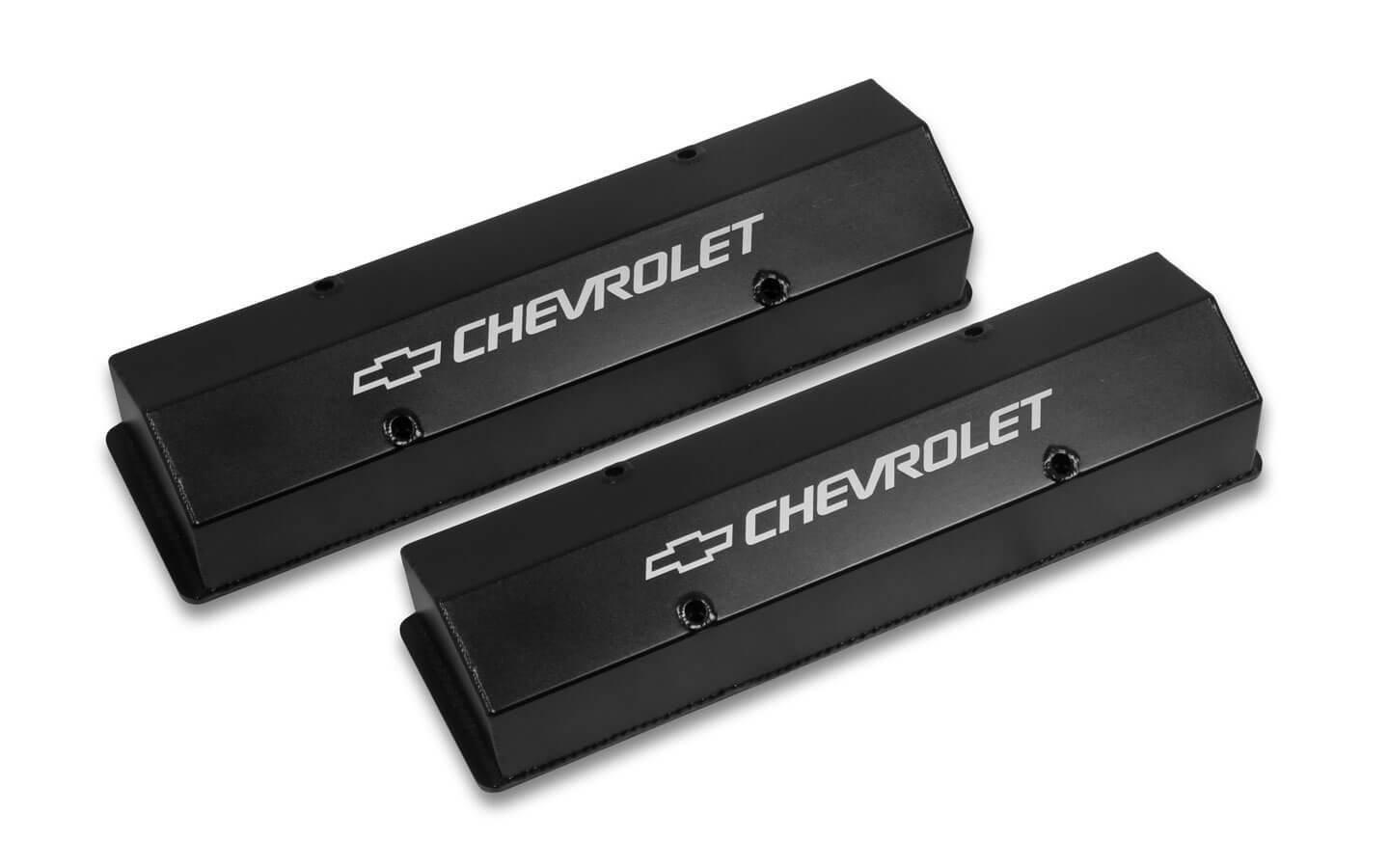 SBC Billet Rail Fab. Alm Valve Covers wo/Hole Valve Covers Holley