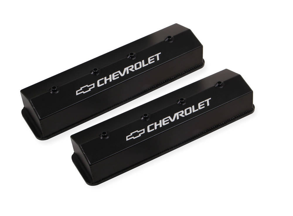 SBC Billet Rail Fab. Alm Valve Covers wo/Hole Valve Covers Holley