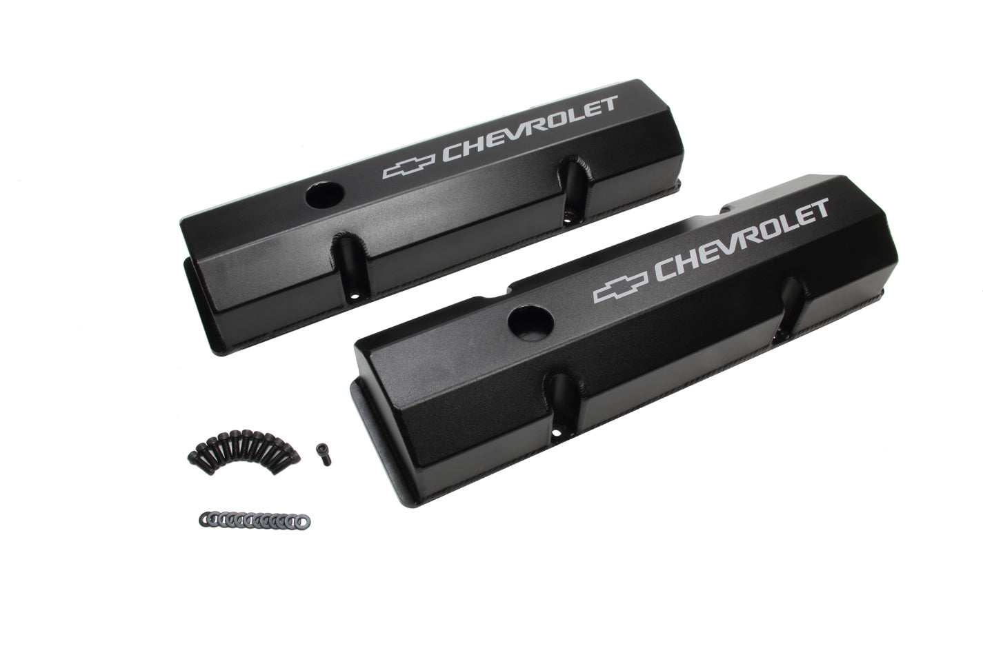 SBC Billet Rail Fab. Alm Valve Covers w/Oil Cap Valve Covers Holley